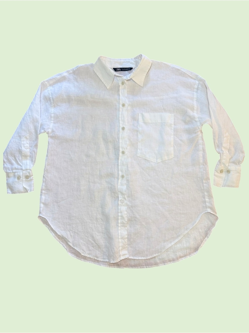 Zara Women’s White Linen Button-Down Shirt/ Cover up